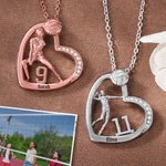 Gepersonaliseerde Kubisch Zirkonia Hartketting met Volleybal Naam en Nummer Sport- of Verjaardagscadeau voor Volleybalspelers en Volleyballiefhebbers