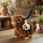 A Furry Keepsake You Can Actually Hug - Personalized Text Photo Ear Tag Highland Cow Plush Toy Furry Stuffed Animal Doll