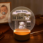 Veilleuse LED personnalisée avec nom et socle en bois Décoration de chambre d'enfant Cadeau d'anniversaire pour nouveau-né