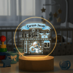 Veilleuse LED personnalisée avec nom et socle en bois Décoration de chambre d'enfant Cadeau d'anniversaire pour nouveau-né