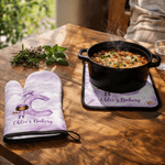 Personalisierte Cartoon Chef Charakter Aquarell erste Isolierung Backofen Mitt und Topflappen Satz von 2 Bäckerei Verwendung Geburtstagsgeschenk für Kinder Backen Liebhaber