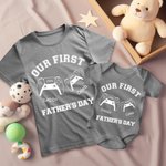 Ensemble de console de jeu personnalisé Chemise papa et bébé assortie Notre premier jour de fête des pères Cadeau décontracté pour le père Nouveau papa