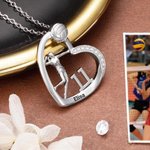 Gepersonaliseerde Kubisch Zirkonia Hartketting met Volleybal Naam en Nummer Sport- of Verjaardagscadeau voor Volleybalspelers en Volleyballiefhebbers