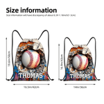 Personalized Ball Sports Drawstring Beach Backpack String Bag with Name and Number Outdoor Activities Birthday Gift for Sports Lovers