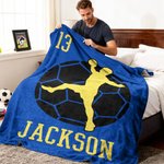 Personalisierte weiche Decke mit Handballspieler-Motiv Namen und Nummer Zimmer Deko Geburtstagsgeschenk für Handball-Enthusiasten