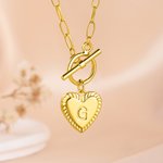Personalised Heart Initial Toggle Necklace Exquisite Jewellery Birthday Mother's Day Anniversary Valentine's Day Gift for Women