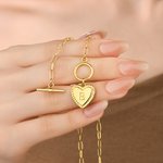 Personalised Heart Initial Toggle Necklace Exquisite Jewellery Birthday Mother's Day Anniversary Valentine's Day Gift for Women