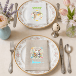 Personalized Wreath Easter Egg Cute Bunny Linen Napkin with Name Festive Table Decor Easter Gift for Family Friends