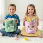Personalizada lindo conejo de Pascua Zanahoria Plaid cesta con el nombre bordado Huevos de caza Fiesta Favor Pascua Regalo para Niños Niñas
