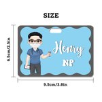 Personalised Cartoon Character ID Card Badge Buddy with Name and Text Birthday Appreciation Gift for Nurse Doctor Medical Staff