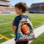 Personalized Ball Sports Drawstring Beach Backpack String Bag with Name and Number Outdoor Activities Birthday Gift for Sports Lovers