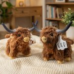 A Furry Keepsake You Can Actually Hug - Personalized Text Photo Ear Tag Highland Cow Plush Toy Furry Stuffed Animal Doll