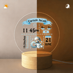 Veilleuse LED personnalisée avec nom et socle en bois Décoration de chambre d'enfant Cadeau d'anniversaire pour nouveau-né