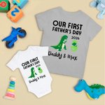 Personalized Green Dinosaur Father and Baby Cute Set Matching Set Shirt Father New Dad Gift Our First Father's Day