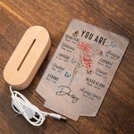 Personalized You Are Bible Verse Birth Flower LED Night Light with Name and Wooden Base Home Decor Birthday Gift for Women Christians