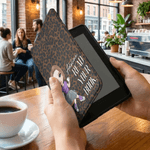 Personalized Cartoon Reading Character Leopard Print Kindle Case with Name for Multiple Models Daily Use Birthday Gift for Book Lover