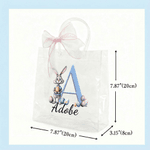 Personalized Cute Easter Bunny Clear Gift Bag with Name and Initial Easter Party Favors Gift for Kids