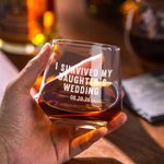 Personalised I Survived My Daughter's Wedding Whisky Bourbon Glasses with Laser Engraved Name Wedding Gift for Family Friend