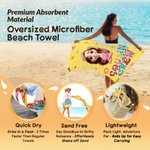 Personalized Cousin Crew Cartoon Character Quick Dry Oversized Microfiber Beach Towel and Drawstring Bag Set with Name Birthday Gift for Family