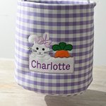 Personalizada lindo conejo de Pascua Zanahoria Plaid cesta con el nombre bordado Huevos de caza Fiesta Favor Pascua Regalo para Niños Niñas