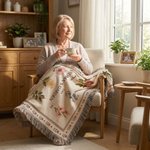 Personalized Retro Birth Flower Grandma's Garden Tassel Soft Throw Blanket with Names and Title Mother's Day Birthday Gift for Grandma Family