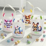 Personalised Cute Rabbit Easter Egg Bunny Ears Basket with Name Egg Hunting Party Easter Gift for Boys Girls