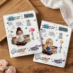 Personalised Cartoon Reading Girl Birth Flower Pad Case Protective Cover for iPad with Name and Bookish Quote Birthday Gift for Book Lovers Bookworms