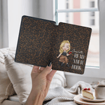 Personalized Cartoon Reading Character Leopard Print Kindle Case with Name for Multiple Models Daily Use Birthday Gift for Book Lover