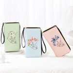 Personalized Birth Flower Heart Handshake PU Leather Hand Wallet with Wrist Strap Multiple Compartments and Name Birthday Gift for Mom Grandma