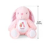 Personalized Cute Watercolour Cartoon Rabbit Flower Easter Bunny Plush Stuffed Animal Toy with Initial Name and Date Easter Birthday Gift for Kids