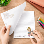 Personalised Book Cartoon Character Notepad with 40/80 Pages and Name Back to School Appreciation Gift for Book Lovers Friends Students