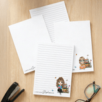 Personalised Book Cartoon Character Notepad with 40/80 Pages and Name Back to School Appreciation Gift for Book Lovers Friends Students