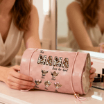 Borsa per il trucco personalizzata impermeabile in pelle PU di mucca Highland con 1-8 nomi e titoli, essenziale per i viaggi Regalo per la festa della mamma per la nonna