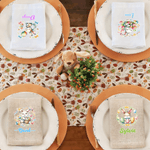 Personalized Wreath Easter Egg Cute Bunny Linen Napkin with Name Festive Table Decor Easter Gift for Family Friends