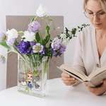 Personalized Cartoon Character Clear Book Vase with Name Mother's Day Birthday Gift for Women Book Lovers