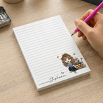 Personalised Book Cartoon Character Notepad with 40/80 Pages and Name Back to School Appreciation Gift for Book Lovers Friends Students