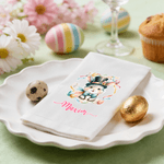 Personalized Wreath Easter Egg Cute Bunny Linen Napkin with Name Festive Table Decor Easter Gift for Family Friends