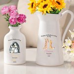 Personalisierte Happy 1st Mother's Day Tiermuster Keramik Blumenvase mit Namen und Titel Geburtstag Muttertag Geschenk für neue Mama
