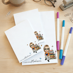 Personalised Book Cartoon Character Notepad with 40/80 Pages and Name Back to School Appreciation Gift for Book Lovers Friends Students