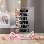Targa in acrilico personalizzata con 1-6 foto, con nome e testo Regalo di compleanno per la festa della mamma e della nonna
