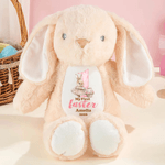 Personalized Cute Cartoon Rabbit Design Easter Bunny Plush Toy with Name and Year 1st Easter Gift for Newborns Babies
