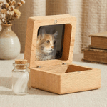 Personalised Angel Halo Photo Pet Fur Keepsake Bottle Wooden Magnetic Box Set with Name and Text Pet Loss Memorial Gift for Pet Owners