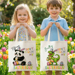 Personalized Don't Touch My Easter Eggs Animal Reusable Canvas Bag with Name Daily Use Easter Gift for Kids Women