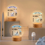 Veilleuse LED personnalisée avec nom et socle en bois Décoration de chambre d'enfant Cadeau d'anniversaire pour nouveau-né