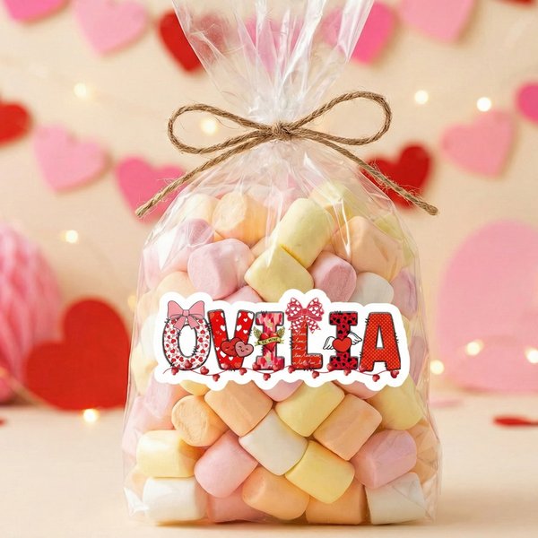 Personalized Striped Leopard Print Name Waterproof Stickers Class Exchange Party Gift Label Decor Valentine's Day Favors for Couple Kids