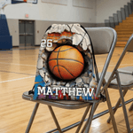 Personalized Ball Sports Drawstring Beach Backpack String Bag with Name and Number Outdoor Activities Birthday Gift for Sports Lovers