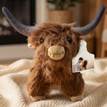 A Furry Keepsake You Can Actually Hug - Personalized Text Photo Ear Tag Highland Cow Plush Toy Furry Stuffed Animal Doll