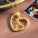 Gepersonaliseerde Kubisch Zirkonia Hartketting met Volleybal Naam en Nummer Sport- of Verjaardagscadeau voor Volleybalspelers en Volleyballiefhebbers