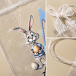 Personalized Cute Easter Bunny Clear Gift Bag with Name and Initial Easter Party Favors Gift for Kids