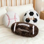 Personalized Embroideried Baseball Basketball Sport Balls Soft Throw Pillow with Name Home Decor Birthday Gift for Football Volleyball Soccer Player